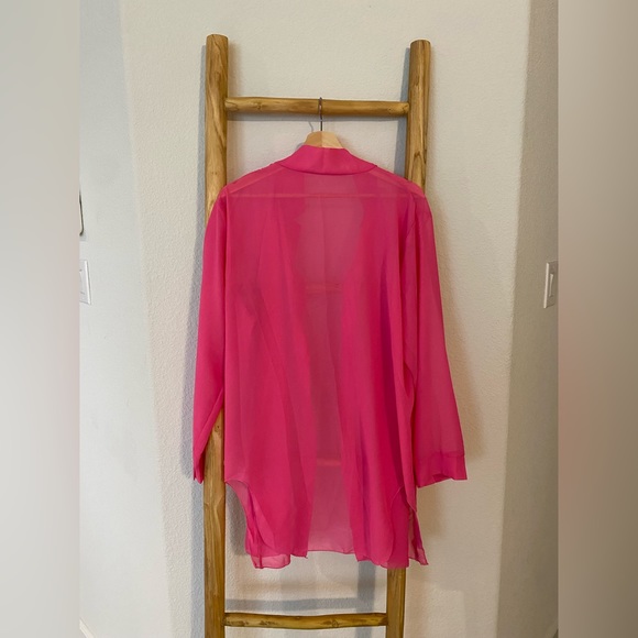 Pink Sheer Swimsuit Button Down - Picture 4 of 4